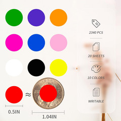2340 PCS Black Dot Stickers 1/2″ Round Circle Yard Garage Sale Price Stickers Co