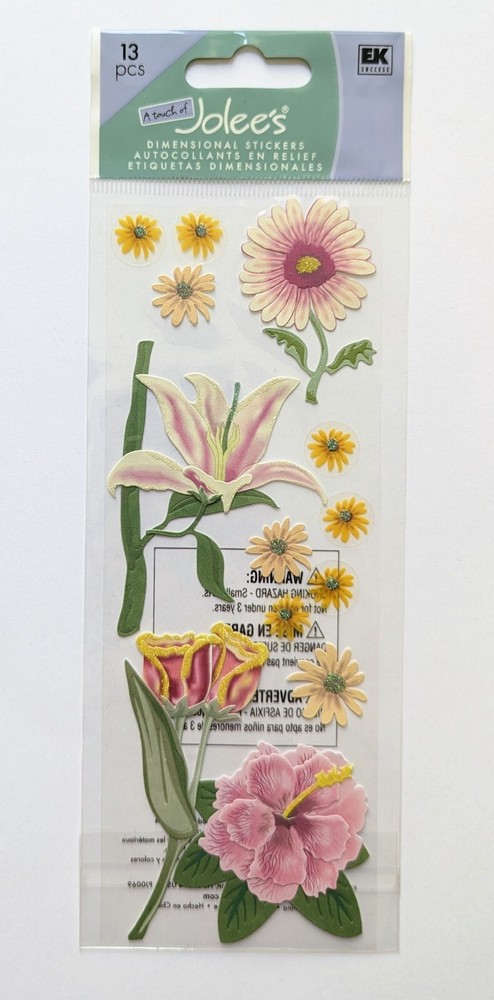Jolee’s Sun Flowers Scrapbooking Stickers Lily Tulips Hibiscus Sunflowers