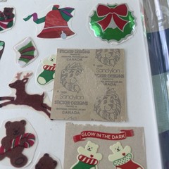 80s Stickers Vintage Large Bears Fuzzy, Glow In Dark Christmas LOT Sandylion!