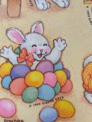 Lot VTG 1988 Gibson Greetings Easter Stickers Bunny Lamb Chick Faces 7 Packs NIP