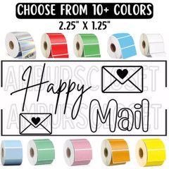 50 Happy Mail STICKERS 2.25″ LABELS SMALL BUSINESS Thermal SCRATCH RESISTANT
