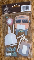 RECOLLECTIONS Back 2 School Yellow Bus Backpack Book Suplies Scrapbook Stickers