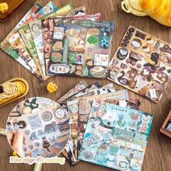Japanese Girl’s Retro Sticker Book Food Theme Embroidered Stickers for