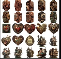 10pcs Steampunk Skull Stickers- Scrapbooking, Journaling, DIY Crafts & Cards