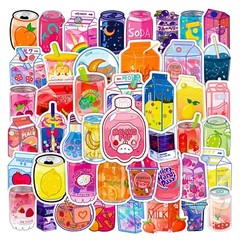 50pcs Drinks Sticker,Boba Juice Strawberry Peach Ice Cream Milk Beverage, 140