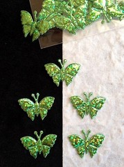 20 Butterflies butterfly Iridescent moth Tiny Green Embellishments fabric Flower