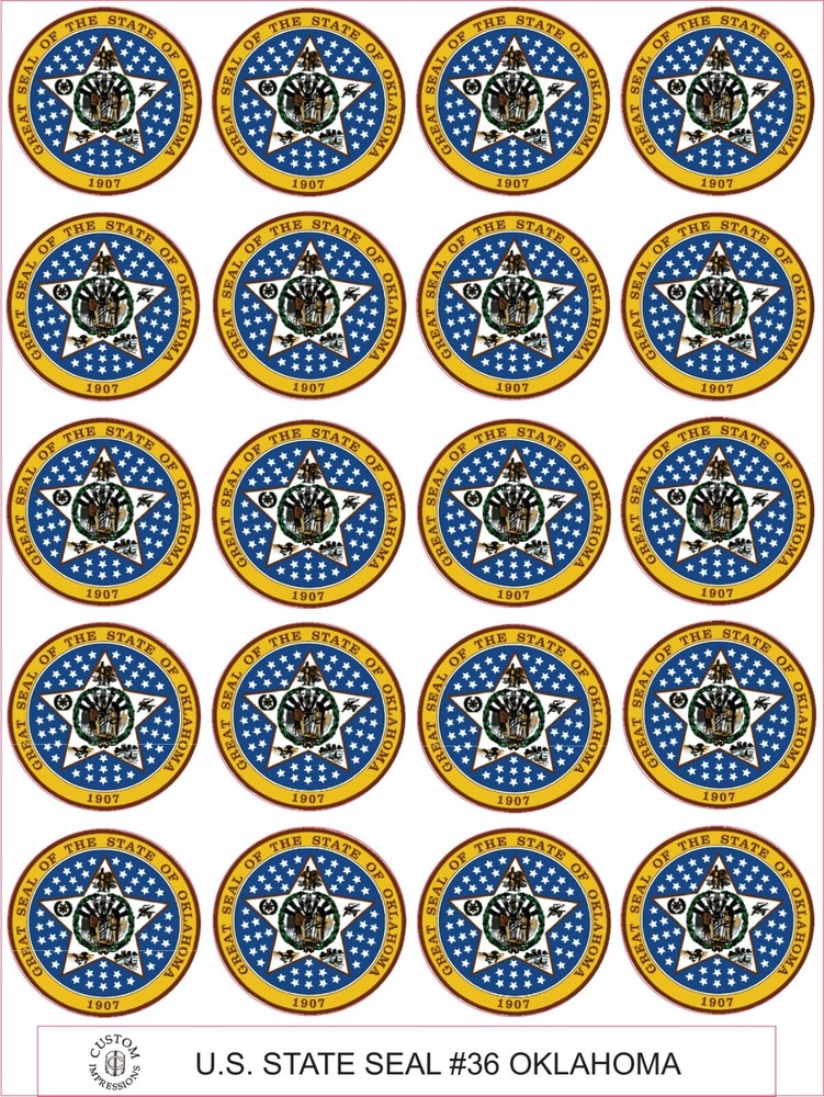OKLAHOMA STATE SEAL – SIZE 2″ EACH – 20 PER SHEET