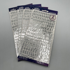 Stickers Lot Numbers / Letters Crafts Scrapbook Junk Journal- Silver Gold + 8 pc