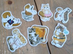 MOFUSAND Style Cute Cat/Kitten Sticker Lot 🐈 (7 total) Approximately 2-3 Inch