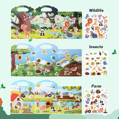 6Pcs Reusable Sticker Books, Sticker Books for Toddlers 2-4 Years, Vehicles Inse