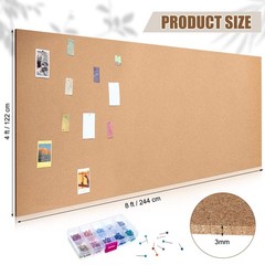 3mm Cork Board roll 4 x 8 ft Thick Cork roll for Walls with 500 Multicolor Pu…