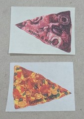 Vintage 3M PIZZA Slice Olive & Pepperoni Scratch & Sniff Stickers Set of 2