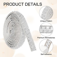 For 3 pcs rhinestone bead ribbon, 3 yards, 1cm, white