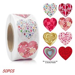 Red Heart Valentine Stickers – 1 Inch Self-Adhesive Love Labels for Gifts ETC