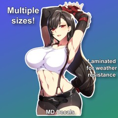 Tifa Lockhart FF7 sticker, anime girl laminated glossy vinyl waterproof