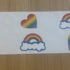 Vtg 90s Stickers Rainbow Clouds Hearts Star