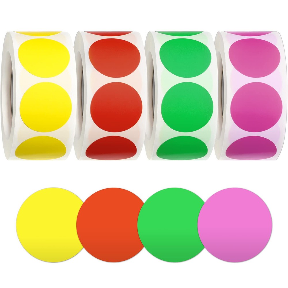 2000 Pcs 1Inch Color-Coded Dots Stickers Round Labels for Office Inventory Label