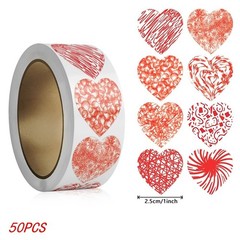 Red Heart Valentine Stickers – 1 Inch Self-Adhesive Love Labels for Gifts ETC