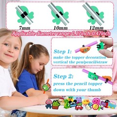 100 Pcs Pencil Topper Decoration,Mixed Style Pen Straw Clips Toppers Charms f…