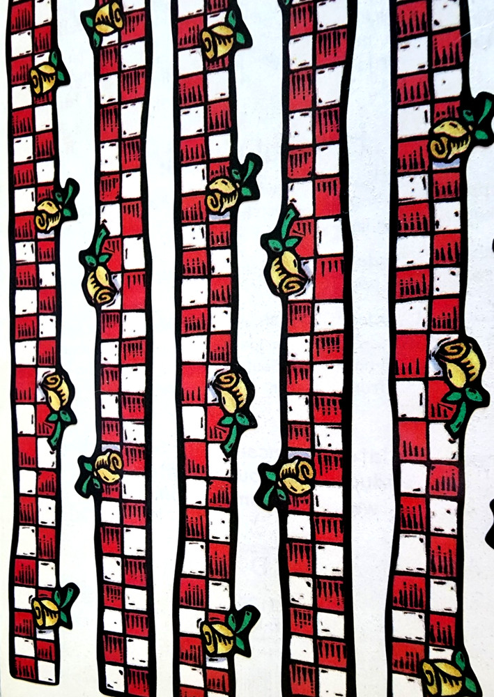 Vintage Frances Meyer Yellow Rose Checkered Stickers 2001 Scrapbooking NOS 5×12