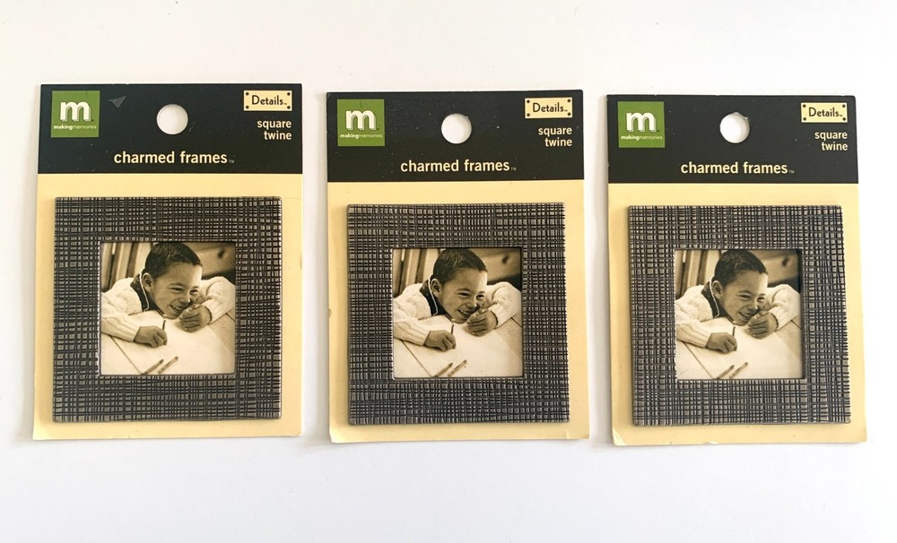 Lot of 3 Making Memories TWINE SQUARE CHARMED FRAMES 2-1/4″ X 2-1/4″
