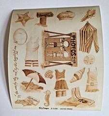 Vtg NRN Designs Timeless Treasures Sepia-Toned BEACH 5″x6″ Stickers Nostalgia