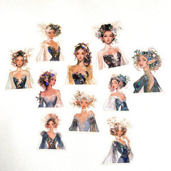Holographic Fancy Dress Elf Nymph Stickers Scrapbook Collage Journals
