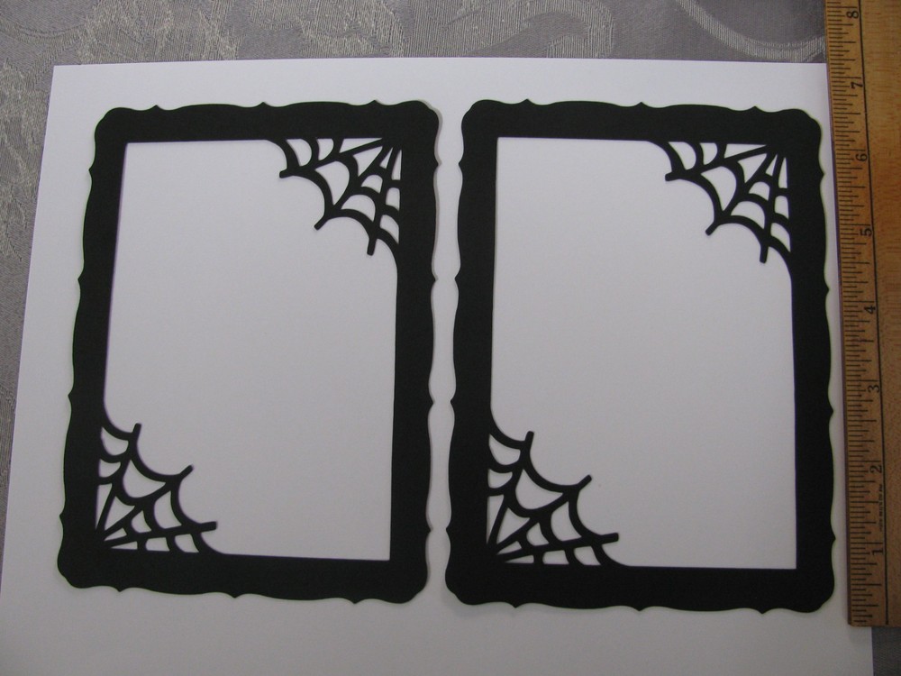 Lot of 2 HALLOWEEN Die Cut Photo Frames Black Cardstock HANDMADE NEW