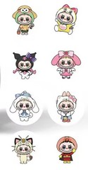 500 pcs Sticker Seals Roll Assorted Labubu In Sanrio Costume Self Adhesive NEW