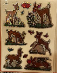 Vintage 80s Deer Prismatic Twinkle Stickers Shiny Sparkle Glimmer sheet is white