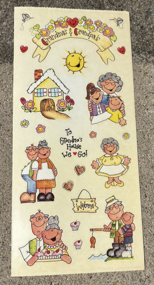 VINTAGE 5 x 12″ SANDYLION Sticker Sheet GRANDPARENTS GRANDMA GRANDPA