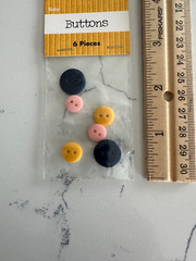 Colorbok Buttons 6 Pieces ~ Baby ~ Dark Blue Pink Yellow ~ Scrapbooking Crafts