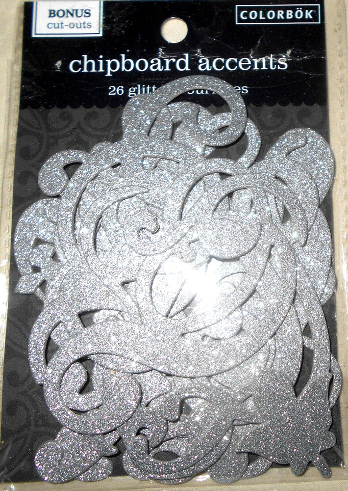 Flourishes Flourish Swirl Swirls Silver Glitter Colorbok Chipboard Accents