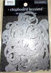 Flourishes Flourish Swirl Swirls Silver Glitter Colorbok Chipboard Accents