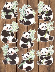 Panda Bamboo Die Cut Vinyl Stickers Set Scrapbooking Laptop Waterbottle