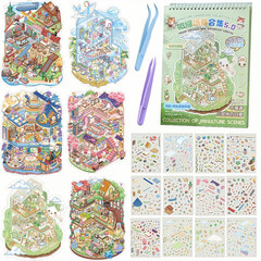 6 Sets Large 3D Sticker Scene Book with 800+ Stickers & 6 Big Dream House Scenes