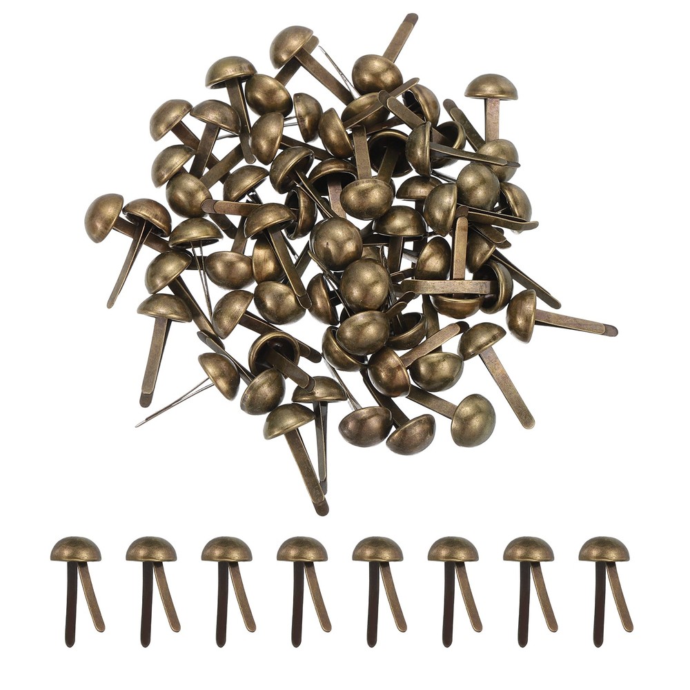 120Pcs Brads Paper Fasteners, 8×17 mm Metal Round Head Split Pins, Bronze