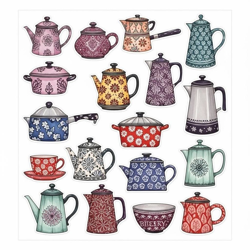 Cute Teacups And Kitchen Embellishments Junk Journal Scrapbook Choose A Set