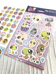 Littlest Pet Shop Sticker Lot – 1 New Pack, 1 Loose Sheet, 2 Puffy Extras