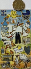 IT’S A LITTLE BOY Gold Foil Stickers(17pc)Stork•Baby •Newborn•Bottle•Card Making
