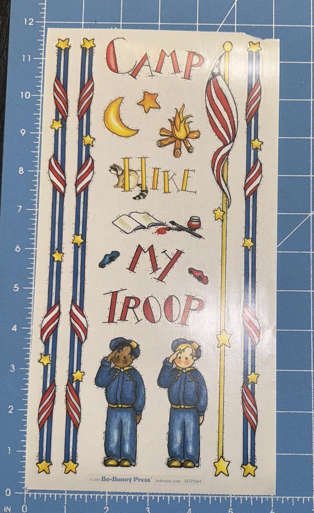 Bo Bunny Press BOY CUB SCOUTS FLAG Salute Stickers Individual Sheet Jan Lanoy