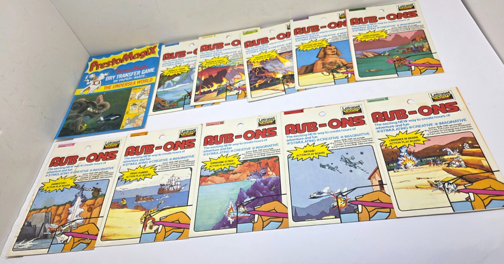 RARE Vintage Letraset Action Transfers Rub-Ons PrestoMagix Lot Of 11 Used