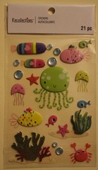 New Recollections scrapbook stickers UNDERWATER ANIMALS octopus jellyfish crab