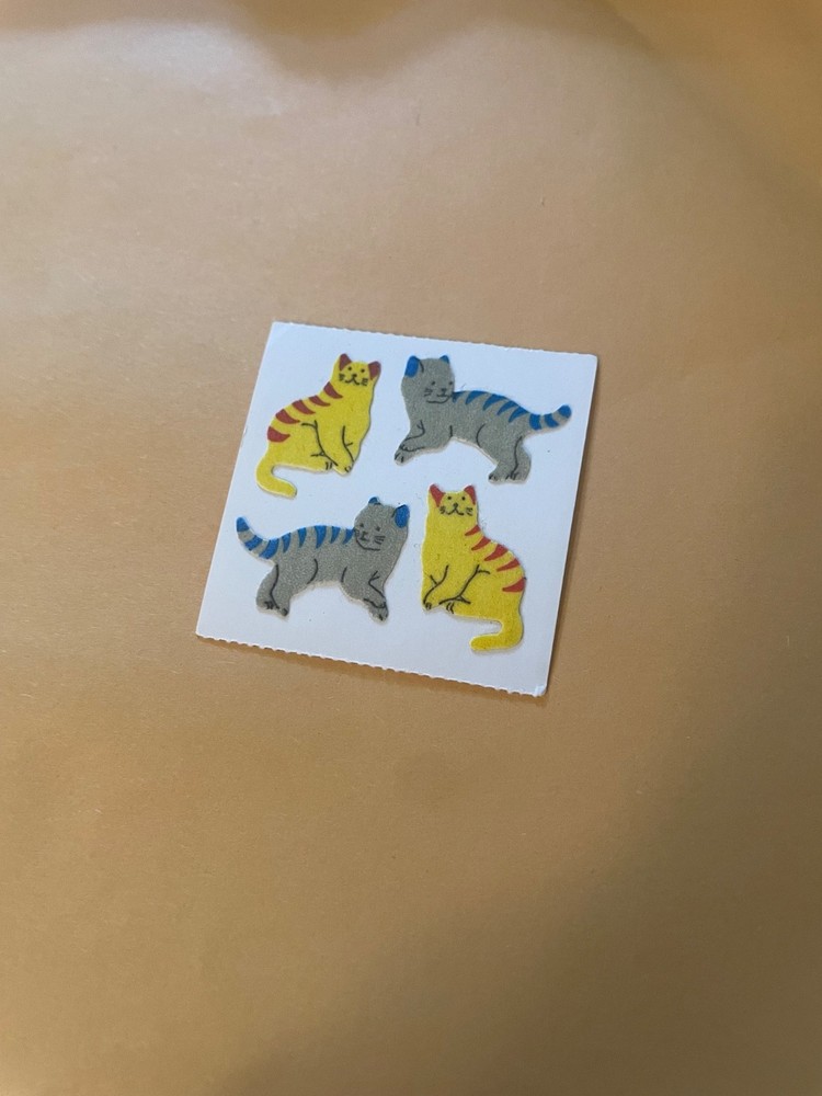 Vintage 1980s Great Seven Fuzzy Kitten Stickers