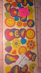 Vintage Stickers Peace Love Hippie Smiley Face Flowers 1 Sheet
