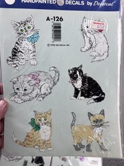Vintage Decorcal Handpainted Cats Dogs Multi-Color Diary Sticker Decal Lot 4