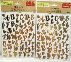 2 Gold Foil Upper Lower Case Script Alphabet ABCS Stickers Crafters Square