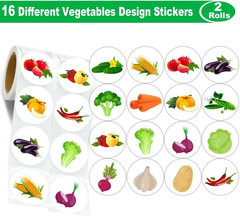 600 Pcs 1.5 Inch Cute Vegetable Stickers for Kids Birthday Party Rewards