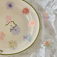 50PCS Transparent Watercolor Fireworks Sticker,Cute Colorful Burst Patterns Stic