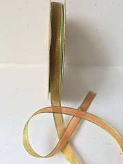 1/4 Inch Woven Iridescent Ribbon – May Arts – KA28 – Orange/Lt Green – 30 Yards
